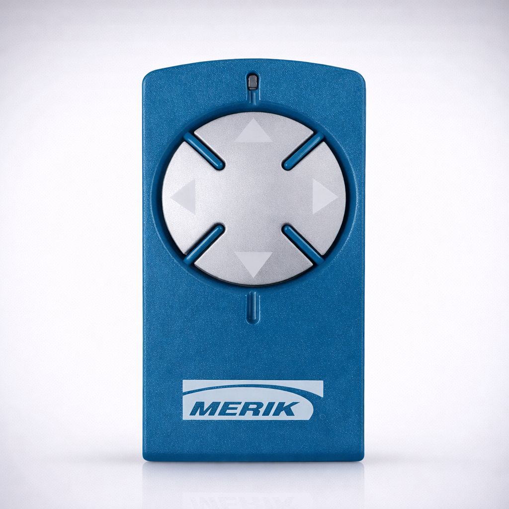 MERIK PR2 / TRANSMISOR / CONTROL / 2 BOTONES / 433 MHZ / CONTROL REMOTO PARA PUERTAS Y PORTONES AUTOMÁTICOS, TECNOLOGÍA DE CÓDIGO RODANTE, COMPATIBLE CON RECEPTORES ESTÁNDAR Y SISTEMAS MERIK.