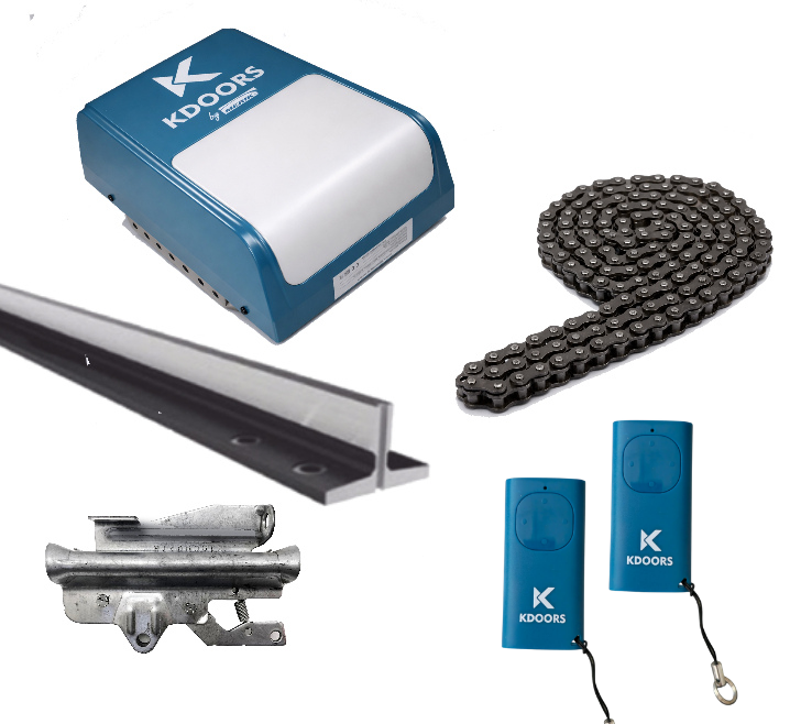 KIT / MERIK KD1000 / USO RESIDENCIAL / 120 V 60 HZ, MOTOR ELECTROMECÁNICO CON WI-FI INTEGRADO / MOTOR / 2 TRANSMISORES / CARRO DE TRACCIÓN / CADENA / RIEL TIPO T DE 8 PIES.