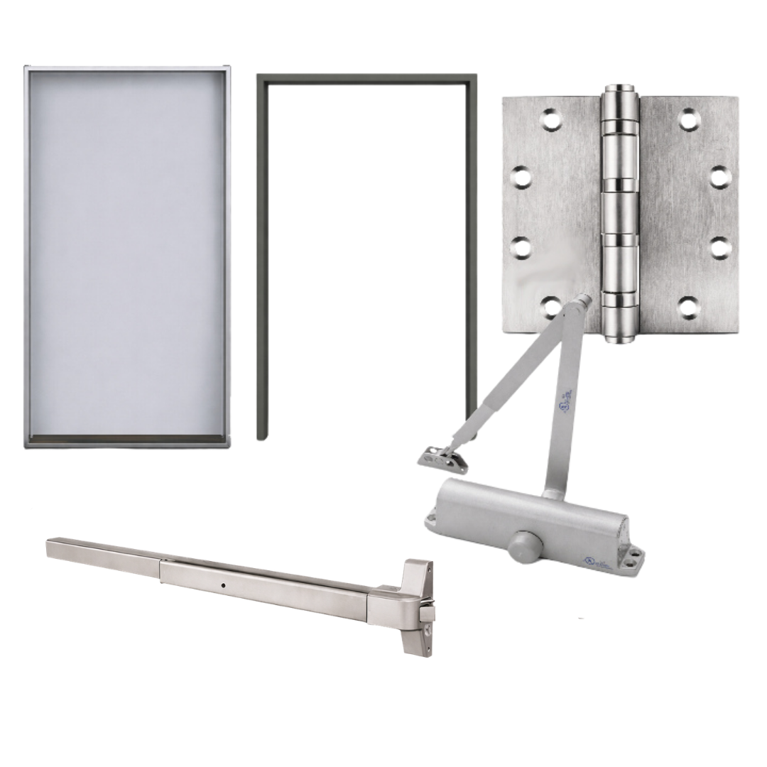KIT 2/ RIGHT ASSA ABLOY PUERTA CORTAFUEGO 180 MIN / 3X7 CAL. 18 LH / INCLUYE PUERTA, MARCO, BISAGRAS, BARRA DE PANICO, CIERRAPUERTAS, TRIM, EXPANSORES / CERTIFICACIÓN WARNOCK HERSEY (WHI) A TEMPERATURA DE 1093°C