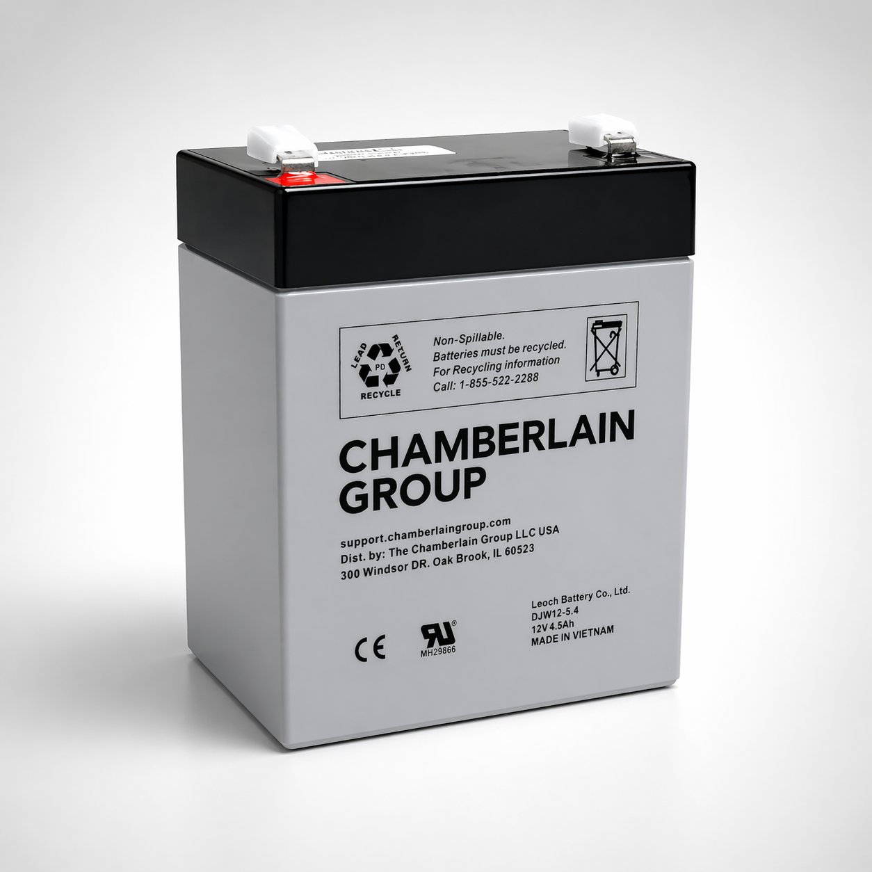 CHAMBERLAIN GROUP DJW12-4.5 / BATERÍA DE RESPALDO PARA OPERADORES / 12 VDC / 4.5 AH / PLOMO-ÁCIDO SELLADA (AGM) / USO EN SISTEMAS DE RESPALDO DE ENERGÍA