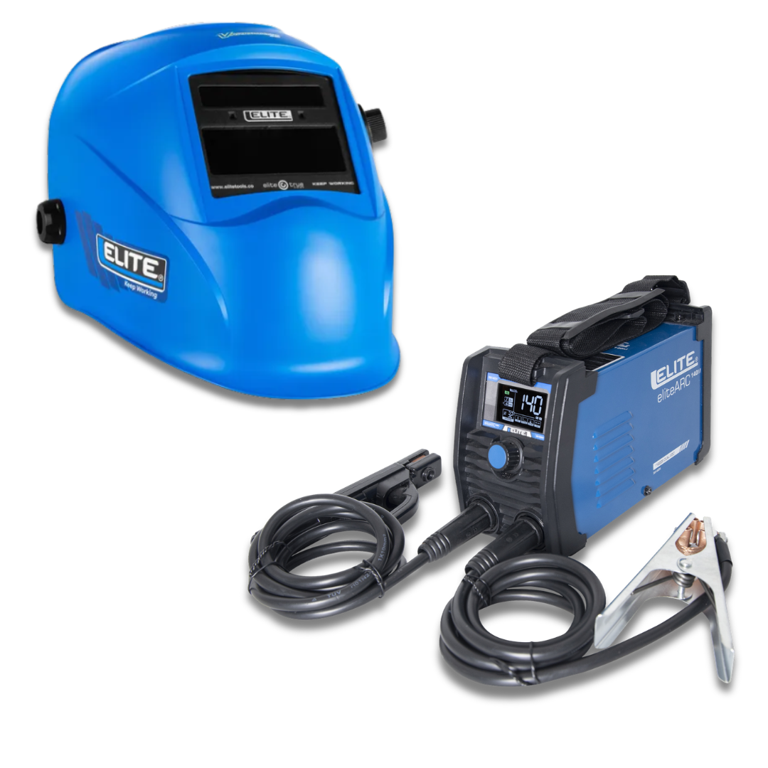 KIT SOLDADORA INVERSOR + CARETA ELECTRICA/ MAQUINA SOLDADORA INVERSOR ELITE ARC 140 MINI - 110/220V // CARETA ELEC. ELITE VARIOMATIC 551 (AZUL)